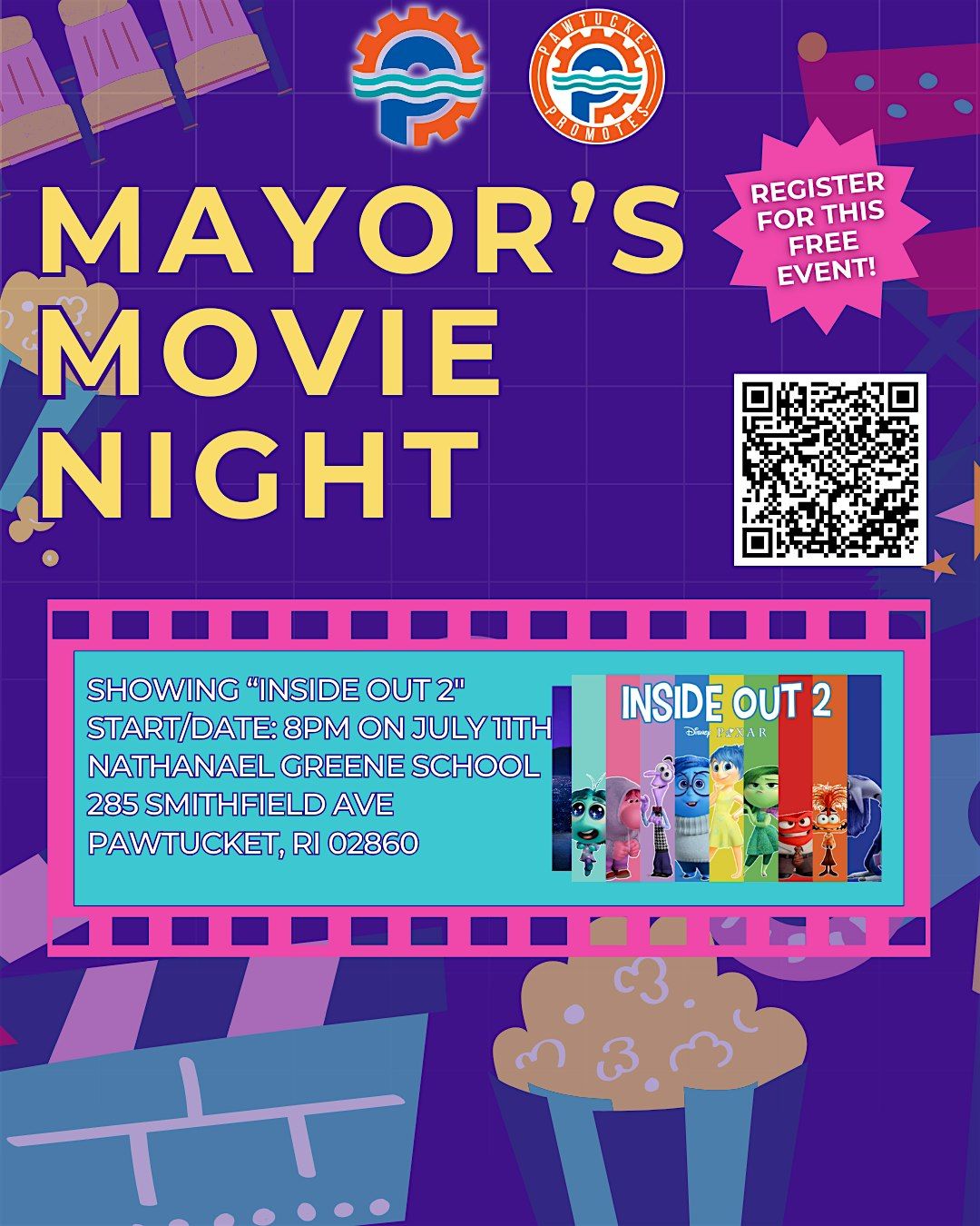 Mayor's Movie Night: Showing of "Inside Out 2", 11 July | Event in Pawtucket | AllEvents
