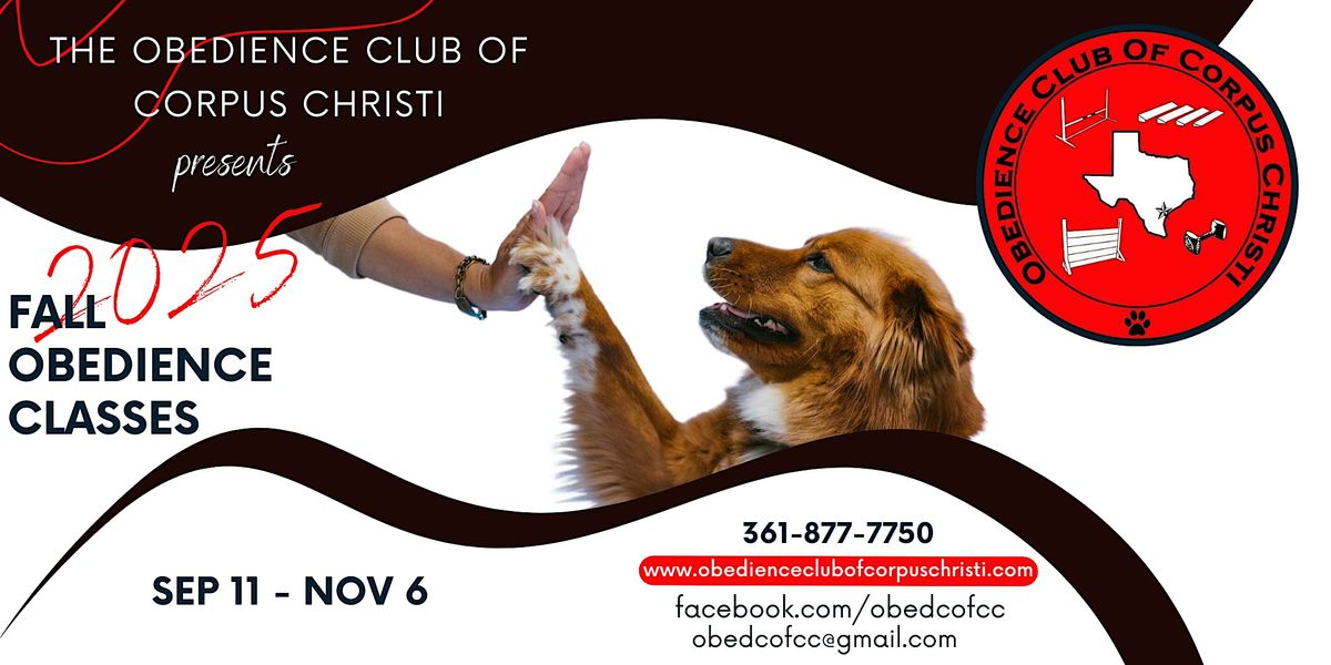 Fall 2025 Obedience Class Session, 11 September | Event in Corpus Christi | AllEvents