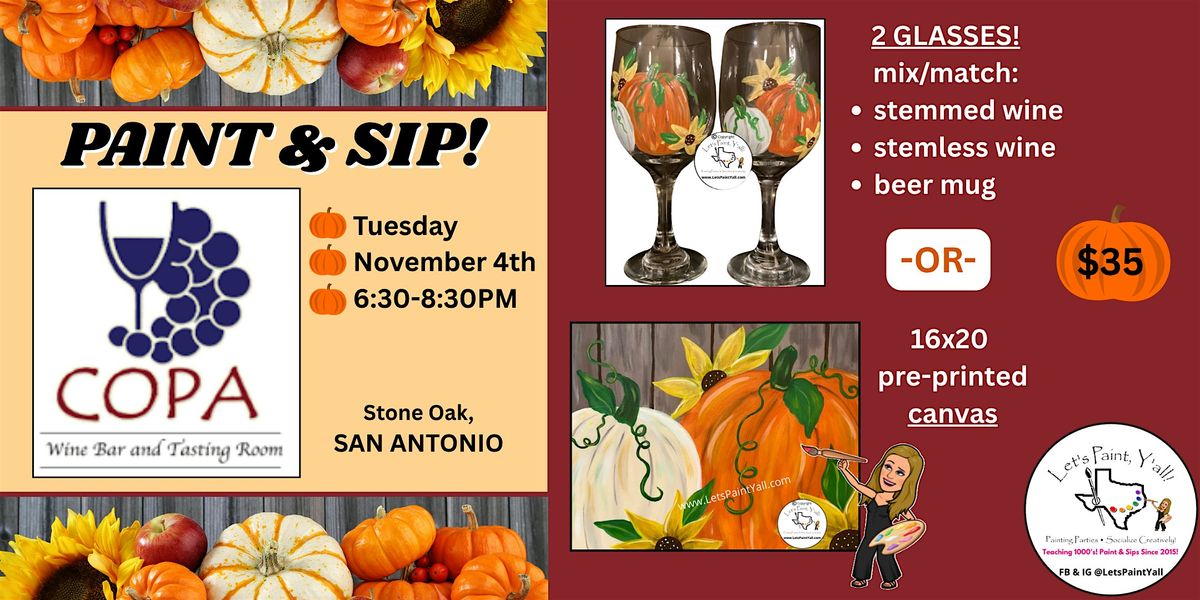 PAINT & SIP - Copa Wine Bar (Stone Oak, SA), 4 November | Event in San Antonio | AllEvents