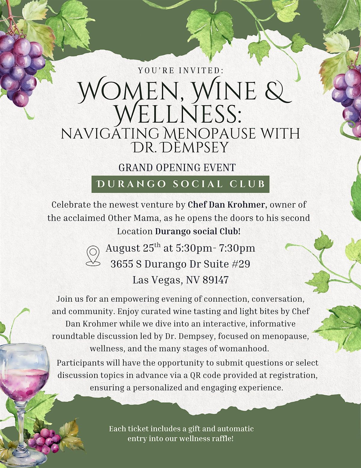 Women, Wine & Wellness: Navigating Menopause with Dr. Dempsey, 25 August | Event in Las Vegas | AllEvents