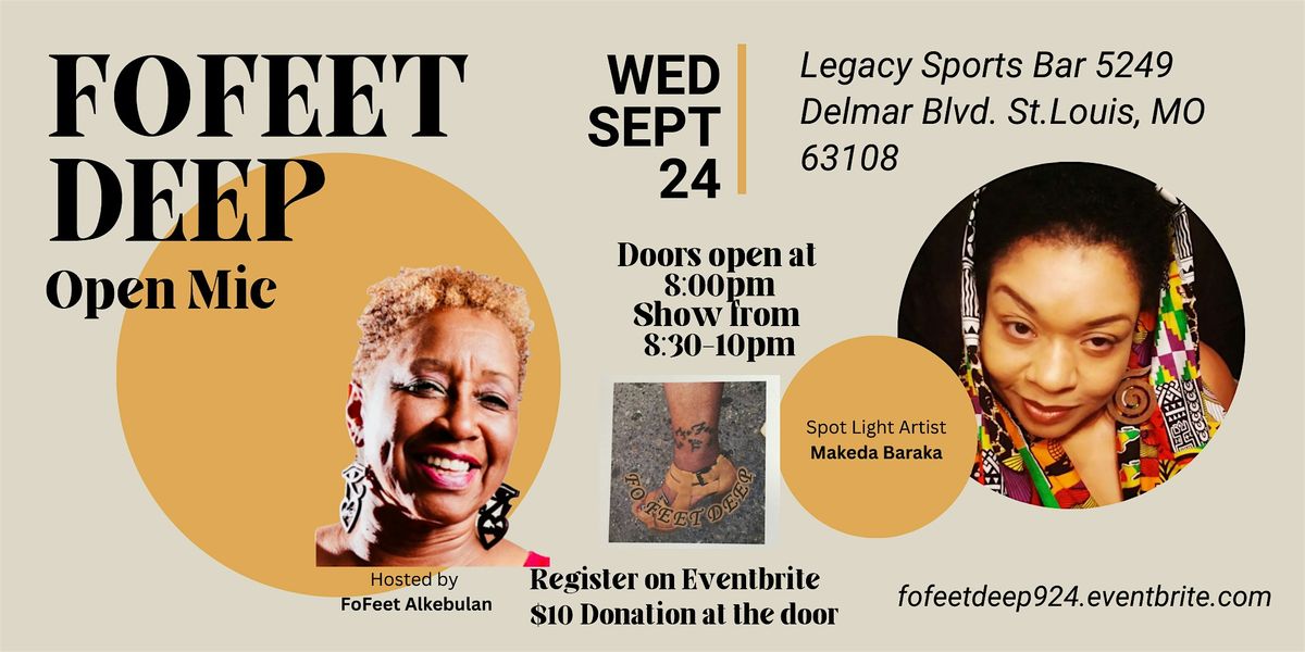 FoFeet Deep Open Mic Friday | Sept 24 at Legacy Sports Bar | Event in St. Louis | AllEvents