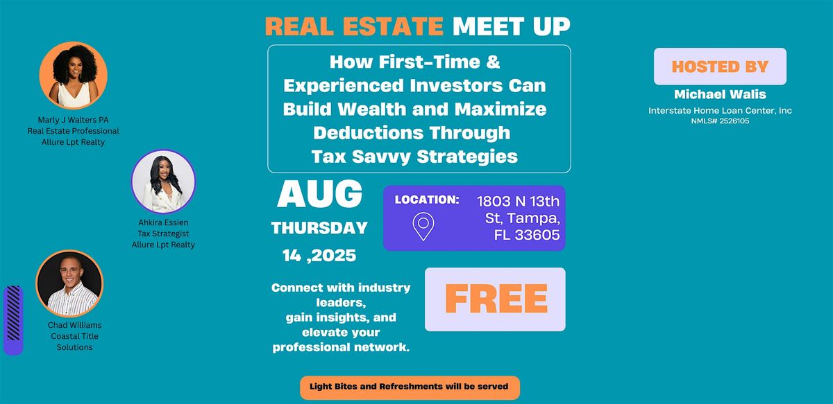 Keys to Cash Flow: First Time Investors, Build Wealth w/ Tax Savvy Strategy, 14 August | Event in Tampa | AllEvents