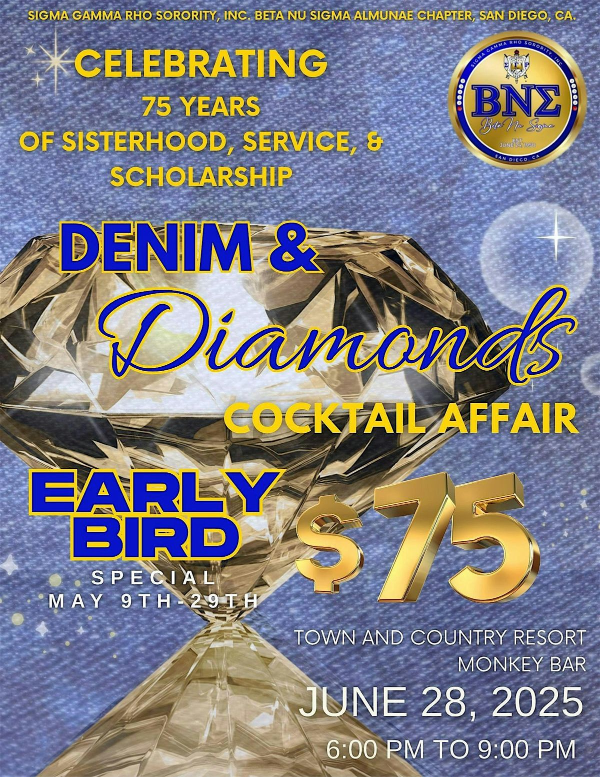 Denim & Diamonds Cocktail Affair| 75th Chapter Anniversary, 28 June | Event in San Diego | AllEvents