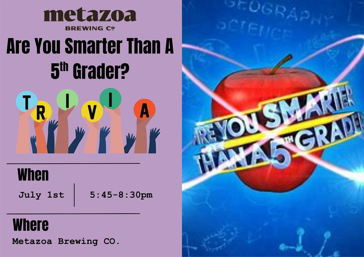 Are You Smarter Than A 5th Grader Trivia, 1 July | Event in Indianapolis | AllEvents