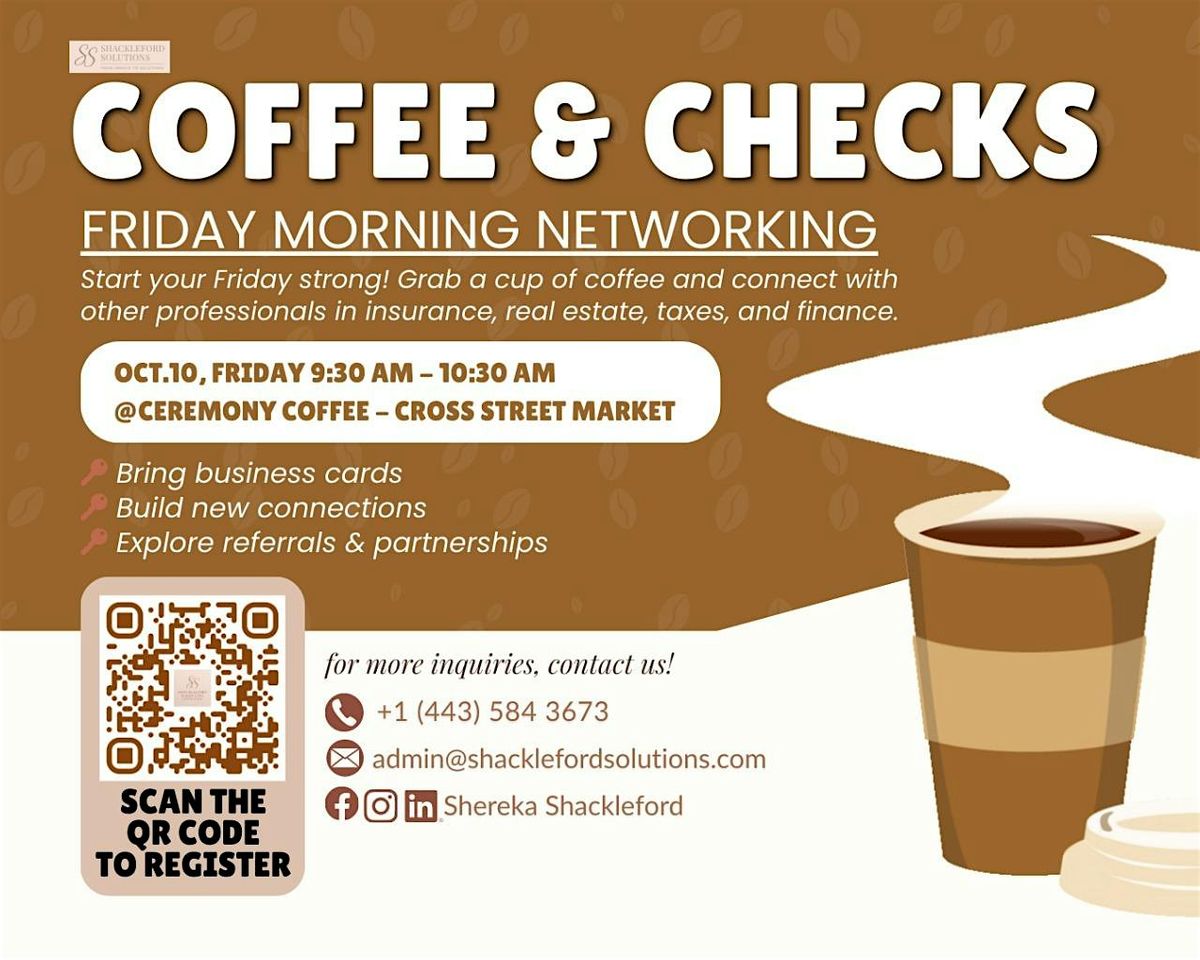 Coffee & Checks — Friday Morning Networking, 10 October | Event in Baltimore | AllEvents