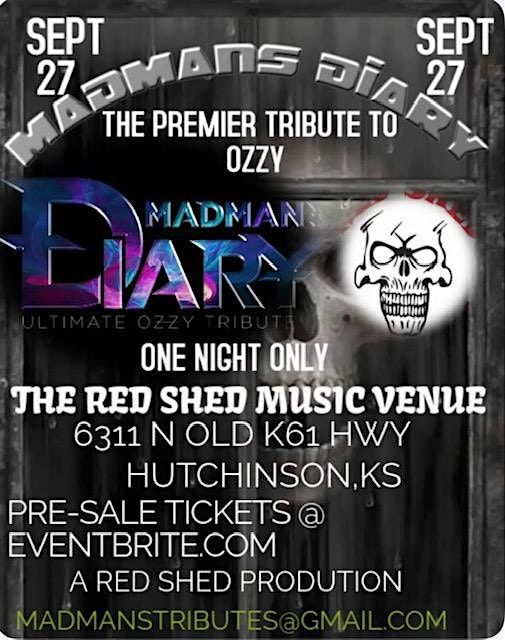 MADMANS DIARY ( TRIBUTE TO OZZY), 27 September | Event in Hutchinson | AllEvents