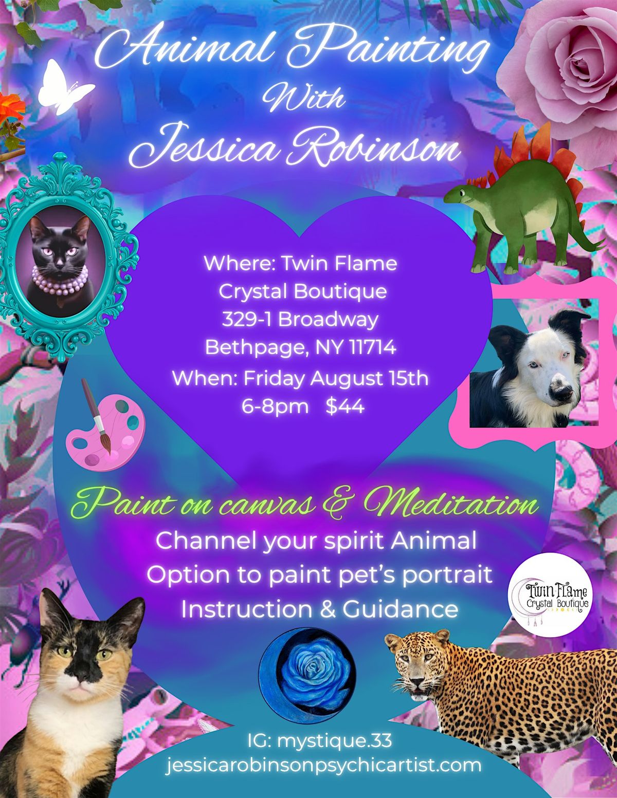 Paint & Meditate: Animals on Canvas, 15 August | Event in Bethpage | AllEvents