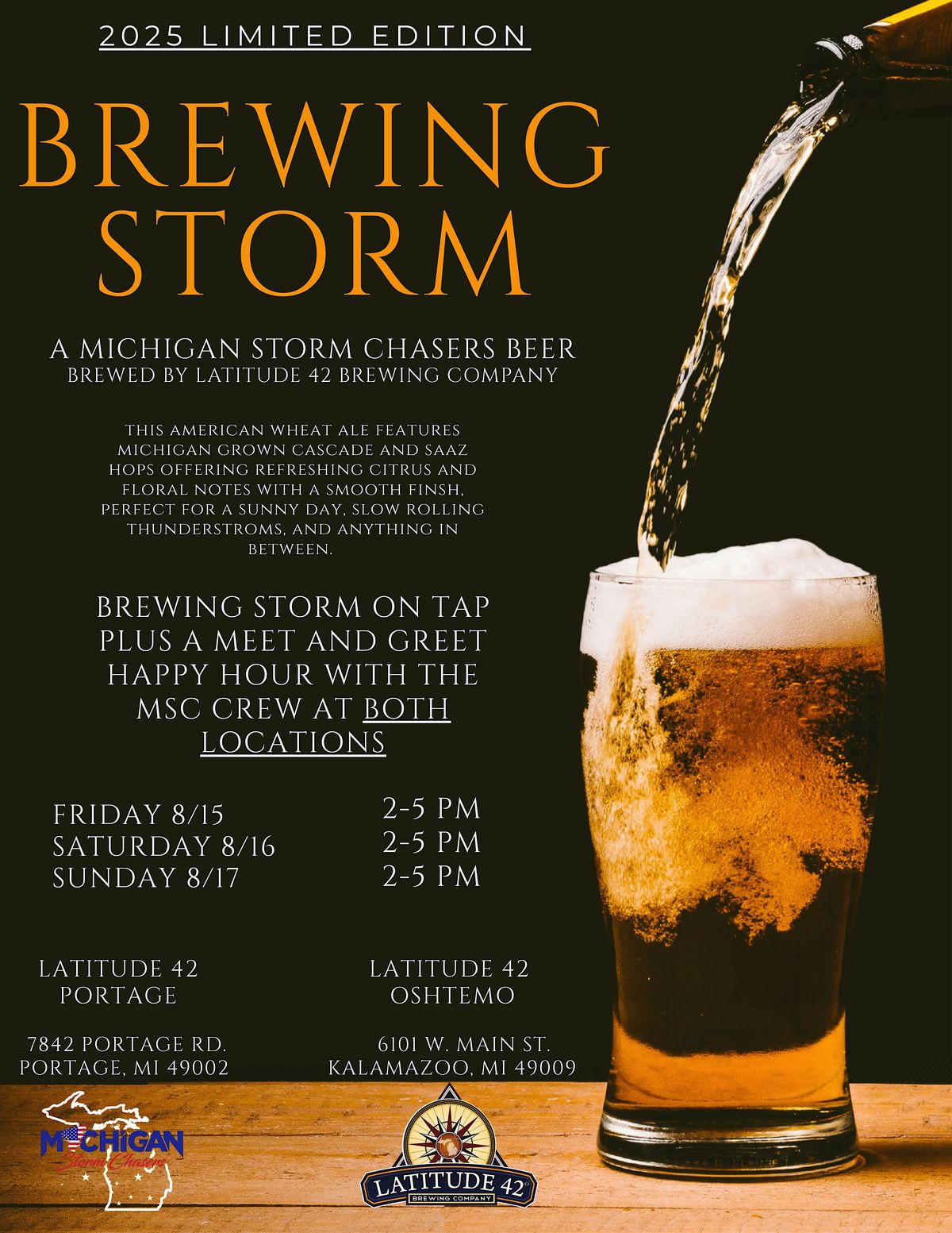 Michigan Storm Chasers Beer Launch, 15 August | Event in Kalamazoo | AllEvents