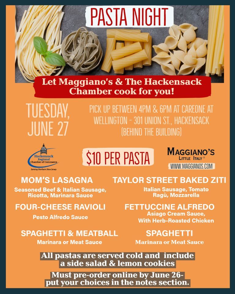 Pasta Night, CareOne at Wellington (Hackensack, NJ), 27 June 2023