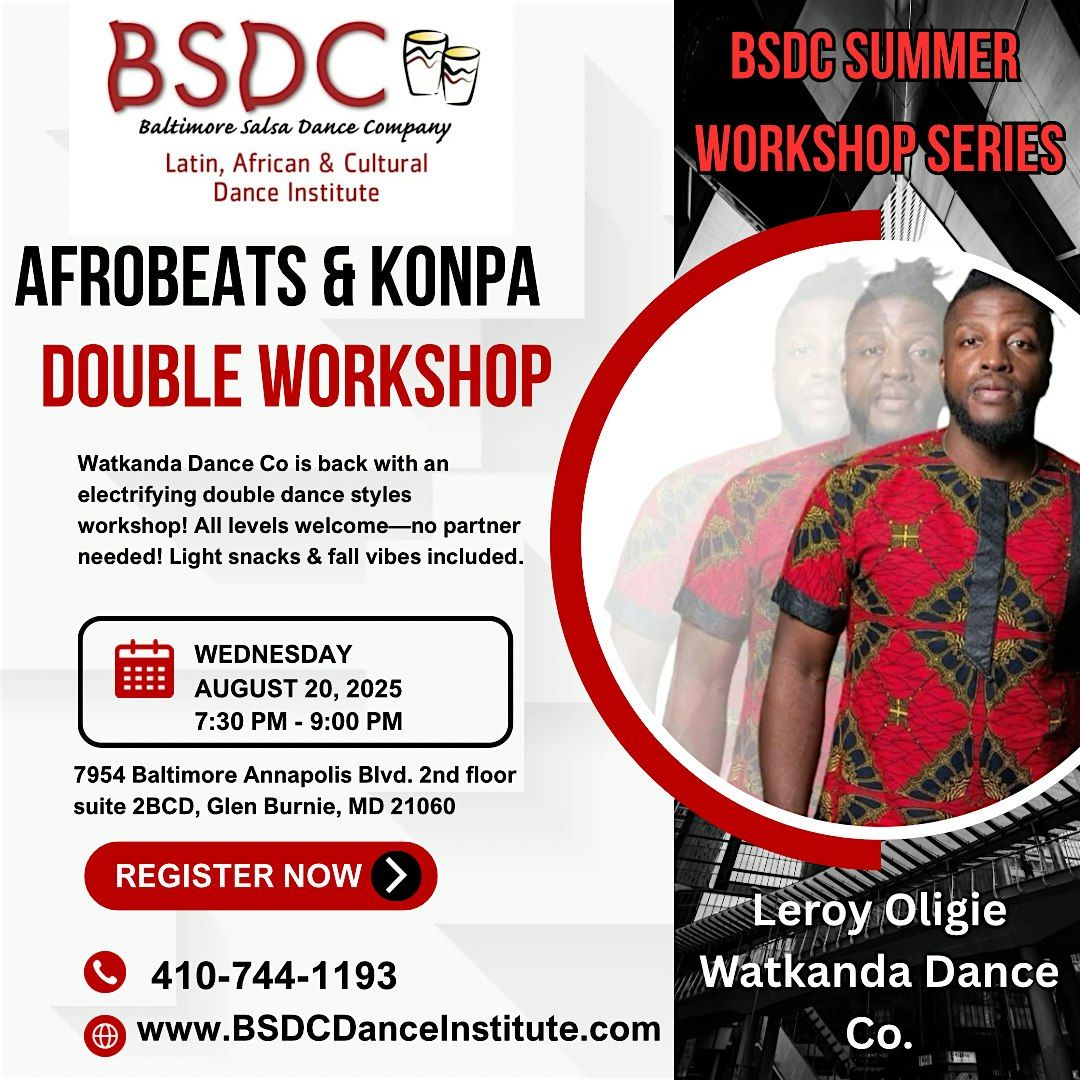 Afrobeats & Konpa with Watkanda Dance Co! BSDC Summer Workshop Series!, 20 August | Event in Glen Burnie
