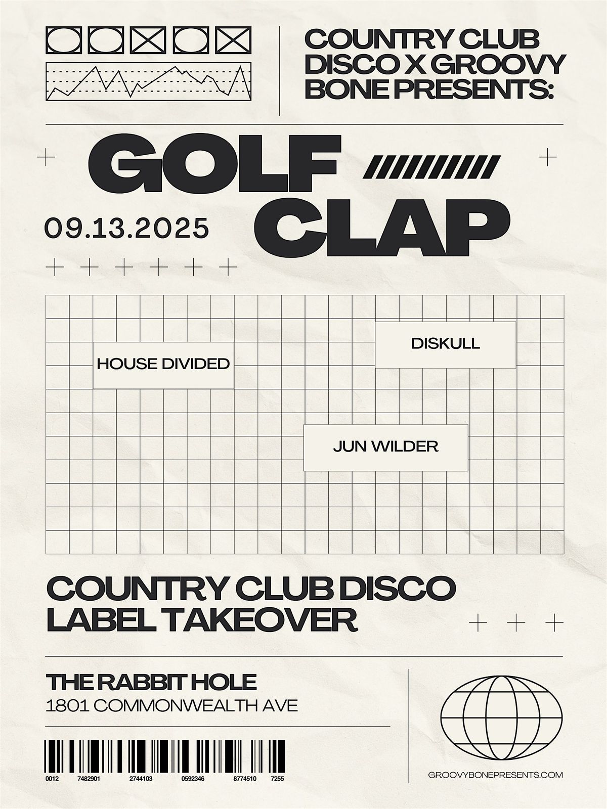 COUNTRY CLUB DISCO X GROOVY BONE PRESENTS: GOLF CLAP, 13 September | Event in Charlotte | AllEvents