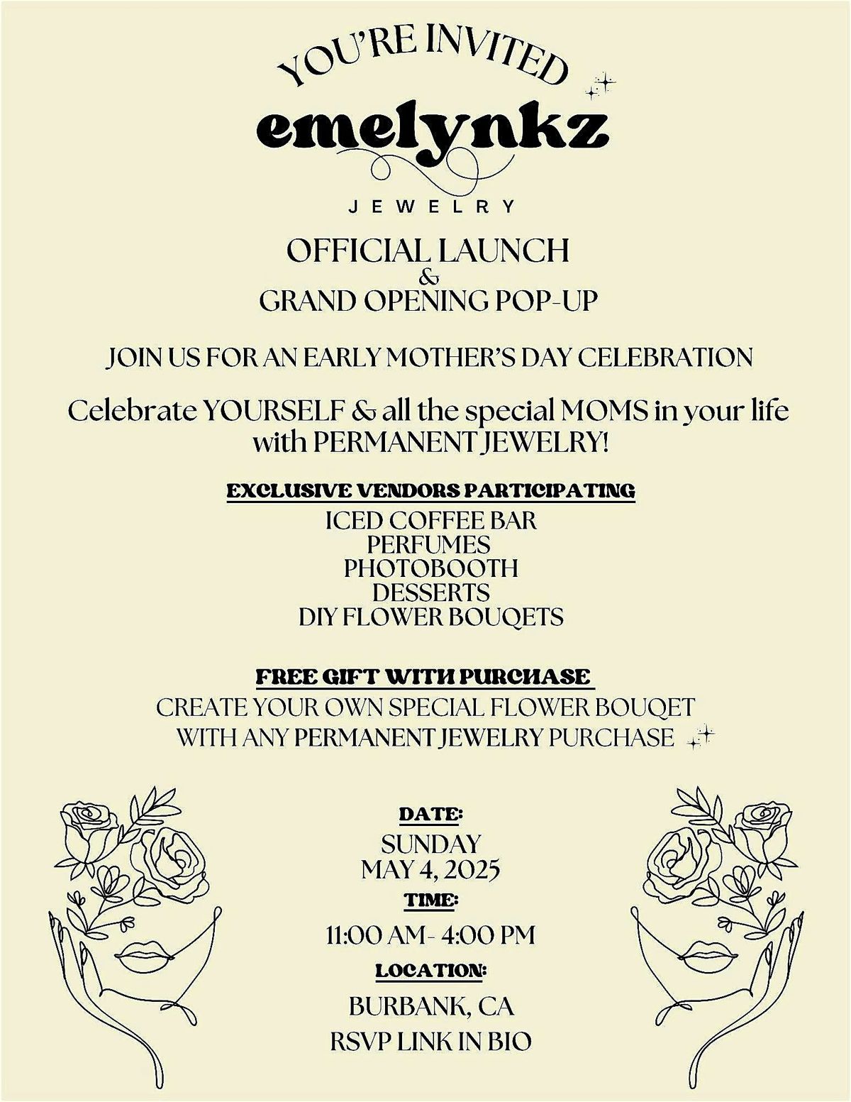 Emelynkz Jewelry Official Launch and Grand Opening Pop-Up!, 4 May | Event in Burbank | AllEvents