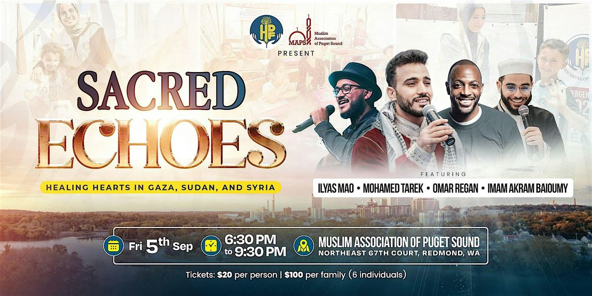 Sacred Echoes: Healing Hearts In Gaza, Sudan & Syria — Redmond, WA, 5 September | Event in Redmond | AllEvents