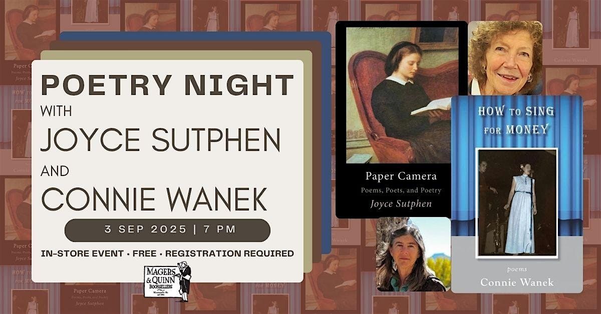 Poetry Night with Joyce Sutphen & Connie Wanek, 3 September | Event in Minneapolis | AllEvents