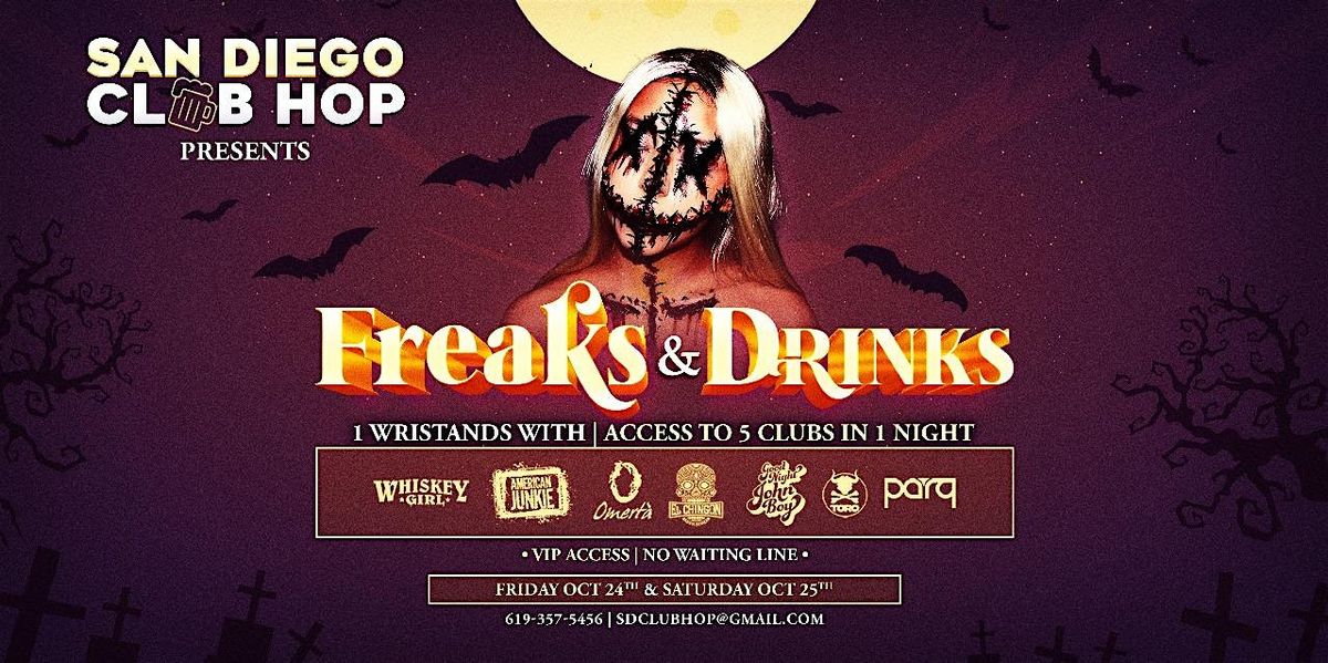 Freaks & Drinks Halloween Club Hop, 25 October | Event in San Diego | AllEvents