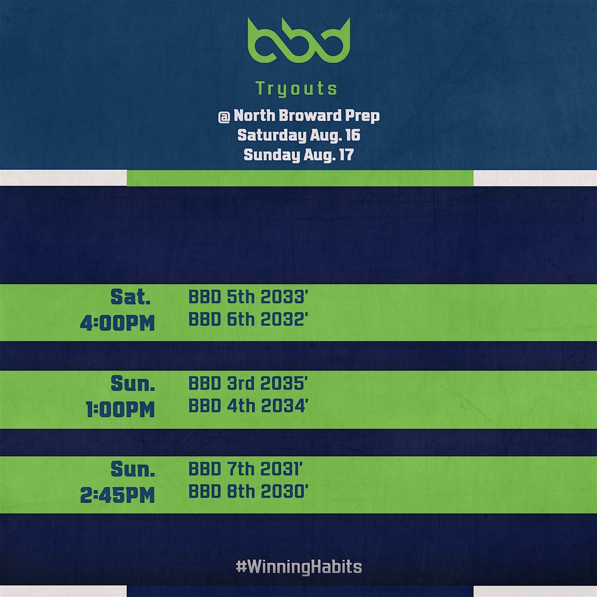 BBD Tryouts  3rd - 8th Grade Aug. 16-17, 16 August | Event in Coconut Creek | AllEvents