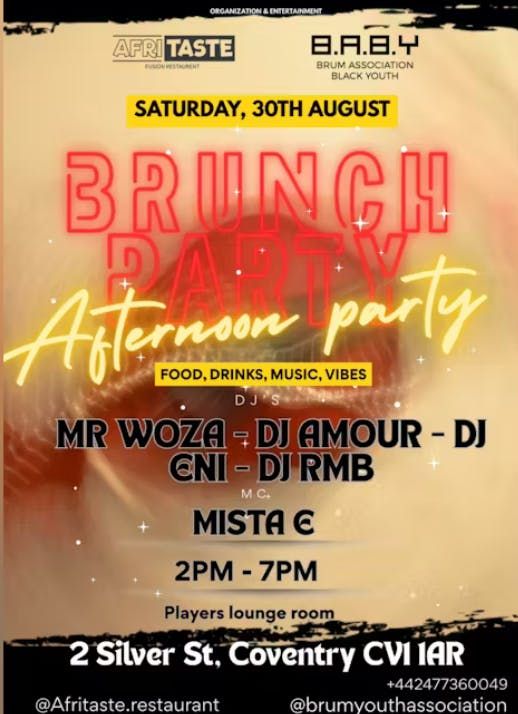 Coventry - BRUNCH PARTY, 23 August | Event in Coventry | AllEvents
