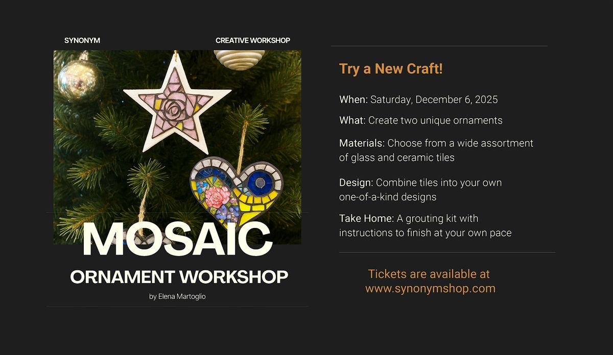 Mosaic Ornament Workshop, 6 December | Event in Hamilton | AllEvents