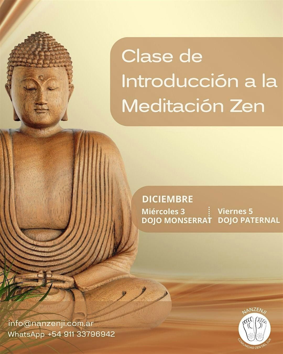 Clase Introducción a la Meditación Zen-VIERNES 5, DICIEMBRE -Dojo PATERNAL, 5 December | Event in Buenos Aires