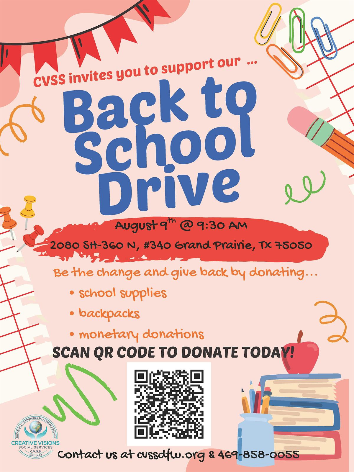 CVSS Back-To-School Drive, 9 August | Event in Grand Prairie | AllEvents