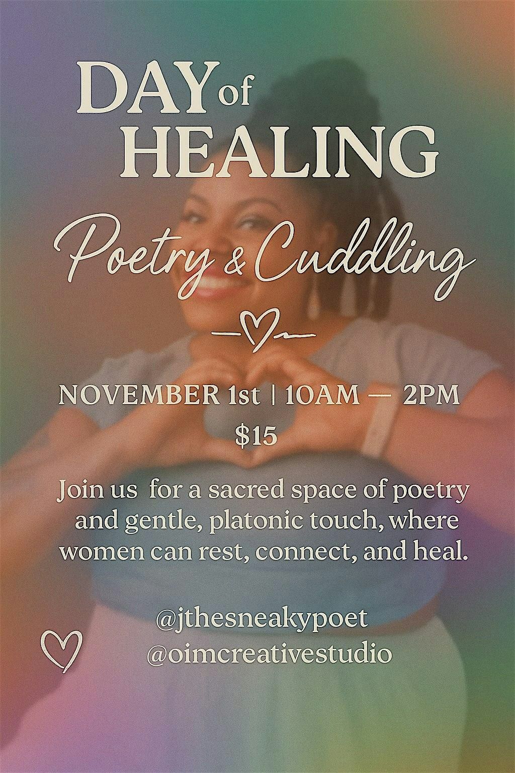 Day of Healing: Poetry and Cuddling, 1 November | Event in Orlando | AllEvents