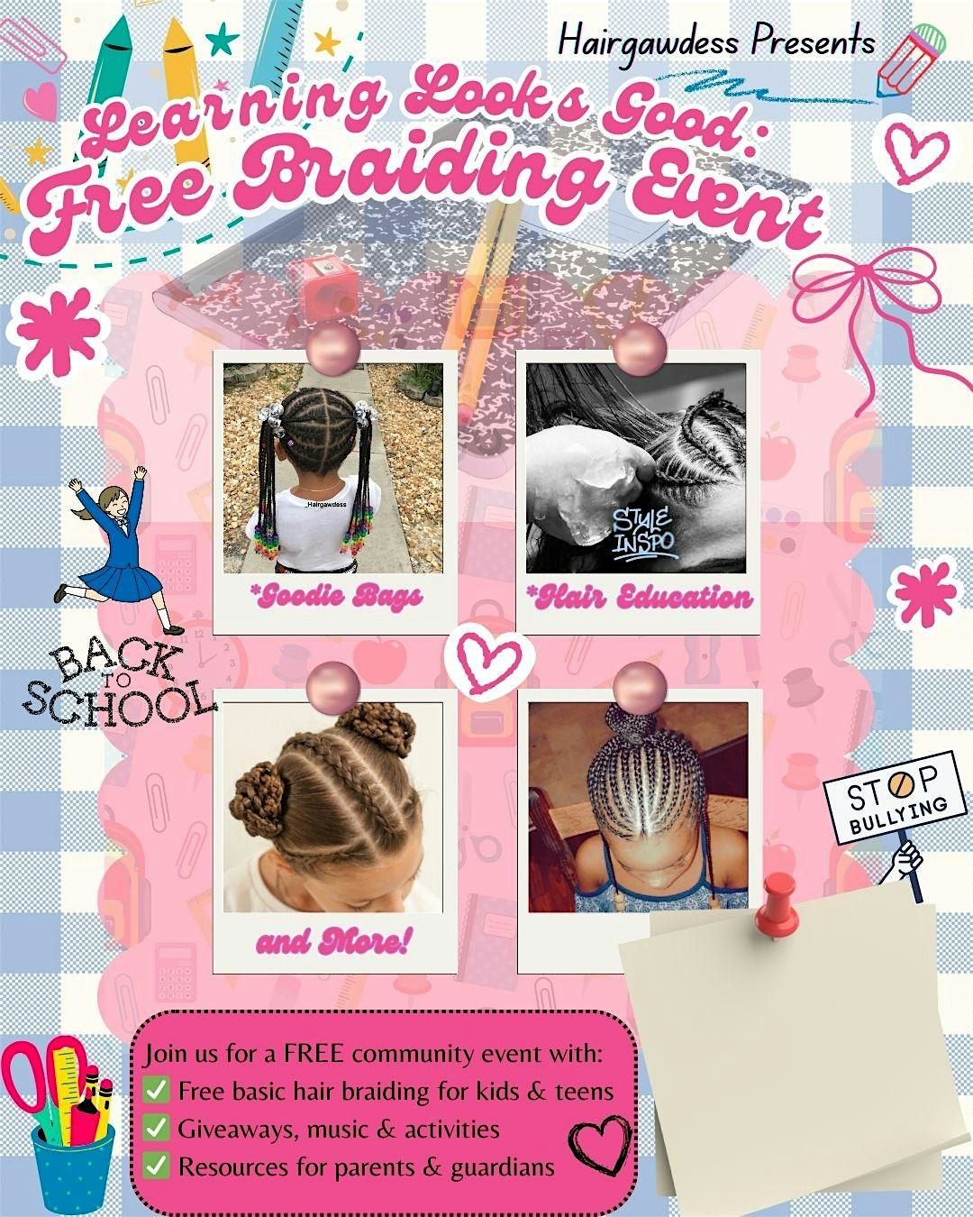 Learning Looks Good: Free Community Braiding Event, 9 August | Event in Hawthorne | AllEvents
