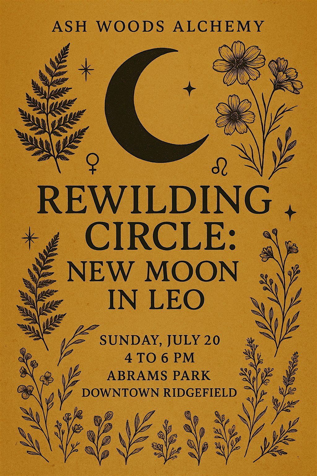 Rewilding Circle: New Moon in Leo, 20 July | Event in Ridgefield | AllEvents
