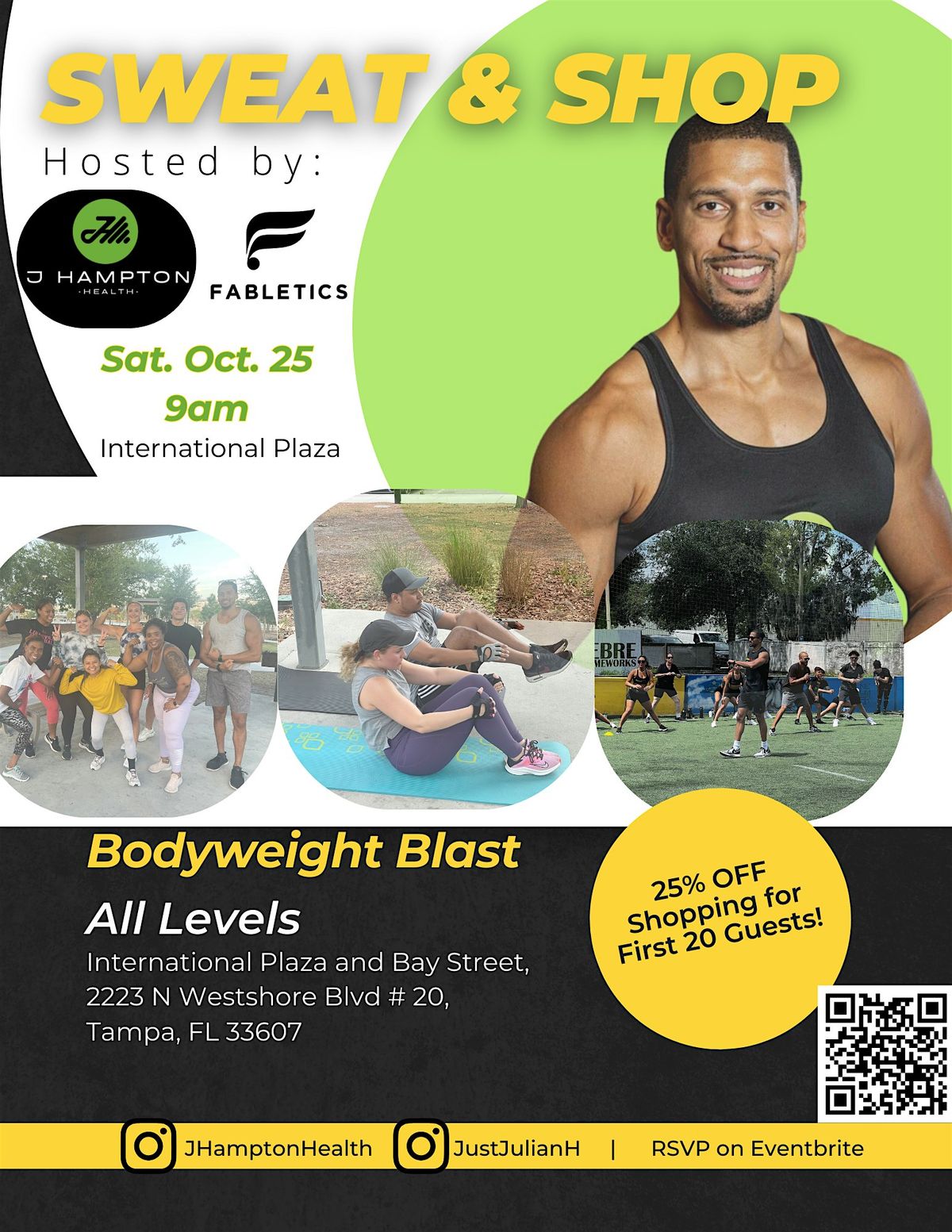 Fabletics Presents: Sweat & Shop w/ Julian Hampton!, 25 October | Event in Tampa | AllEvents