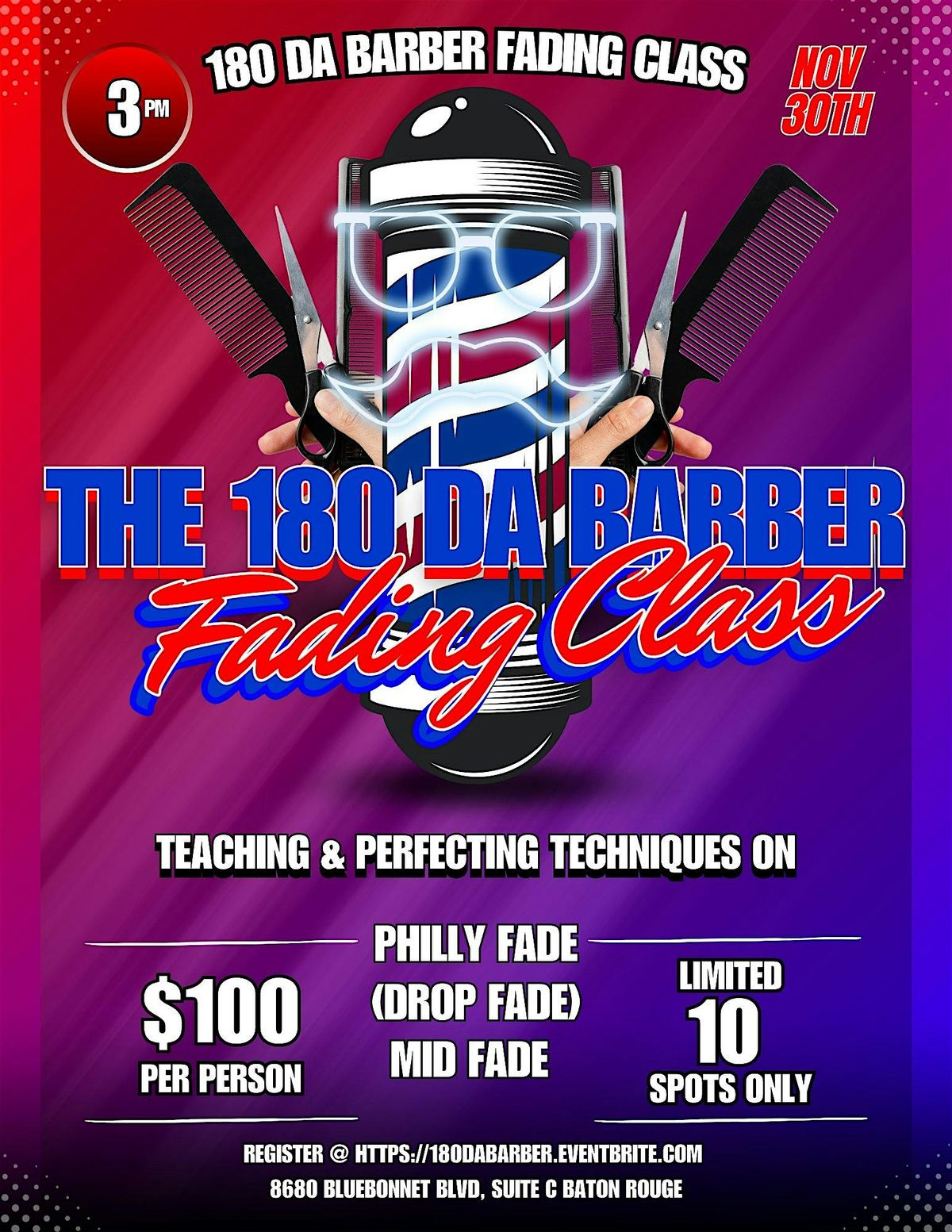 The 180 Da Barber Fading Class, 30 November | Event in Baton Rouge | AllEvents