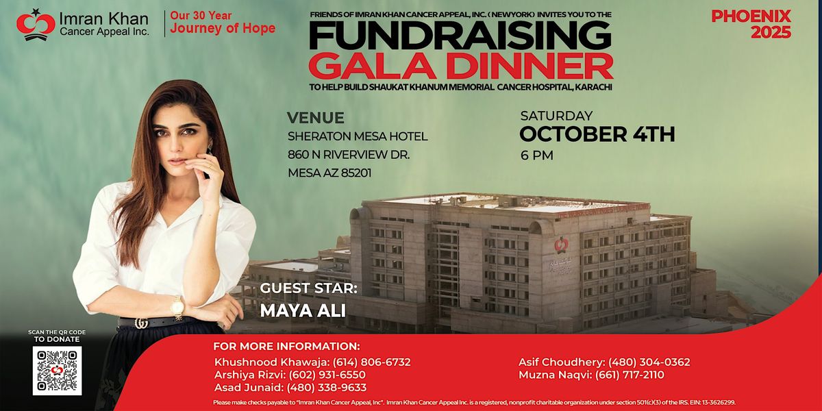 Shaukat Khanum Fundraising Gala Dinner in Phoenix, USA, 4 October | Event in Mesa | AllEvents
