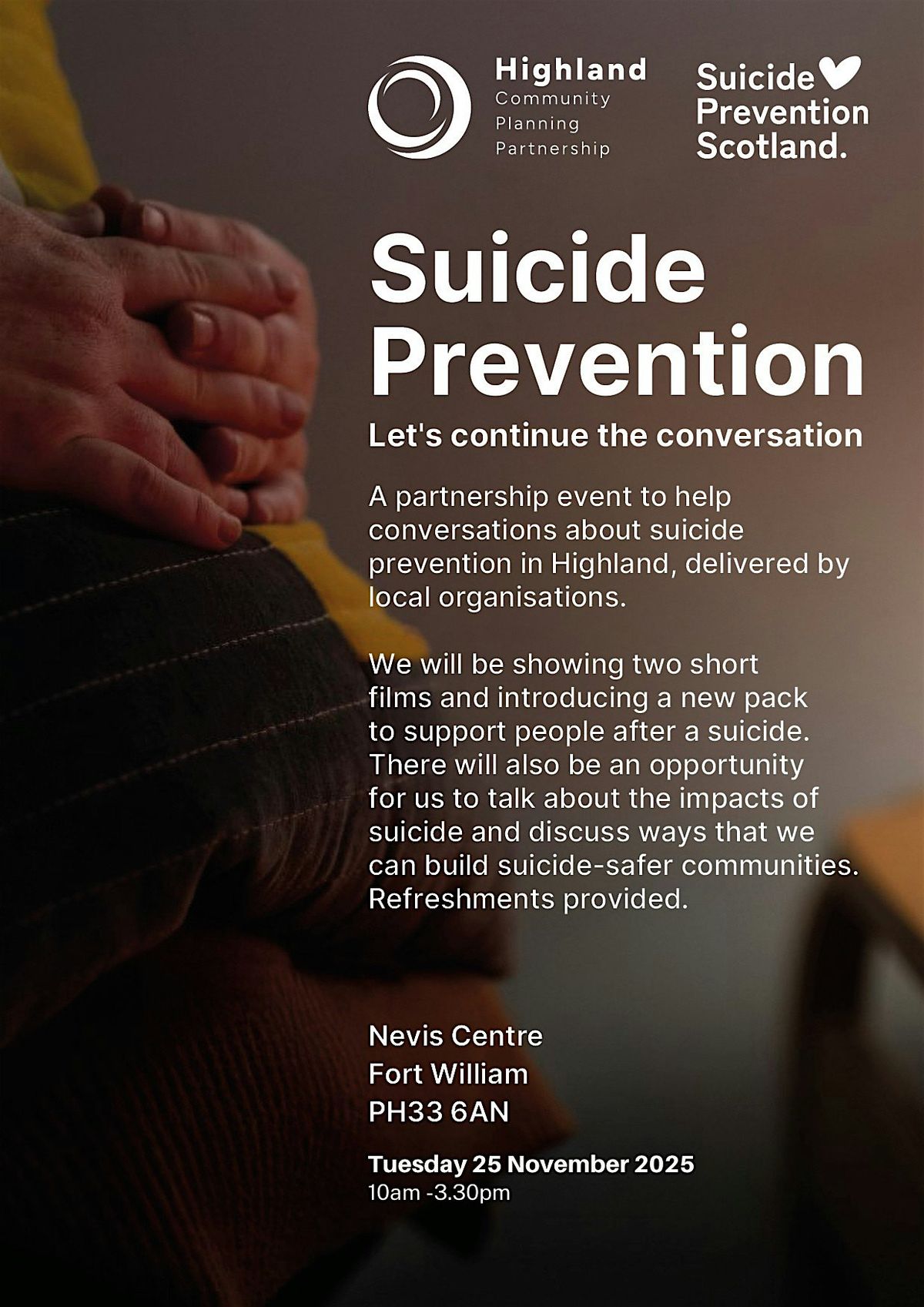 Let's continue the conversation about suicide prevention, 25 November | Event in Fort William | AllEvents
