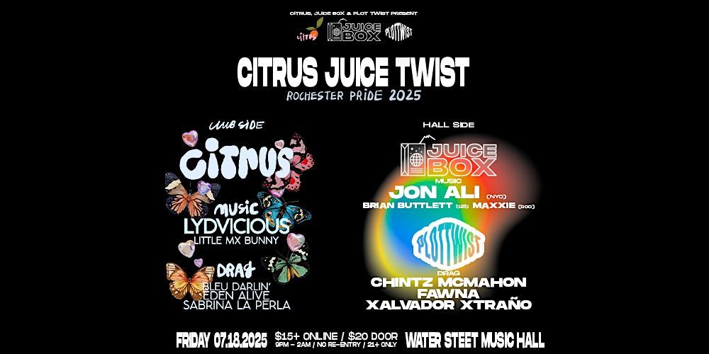 CITRUS JUICE TWIST: ROCHESTER PRIDE 2025, 18 July | Event in Rochester | AllEvents