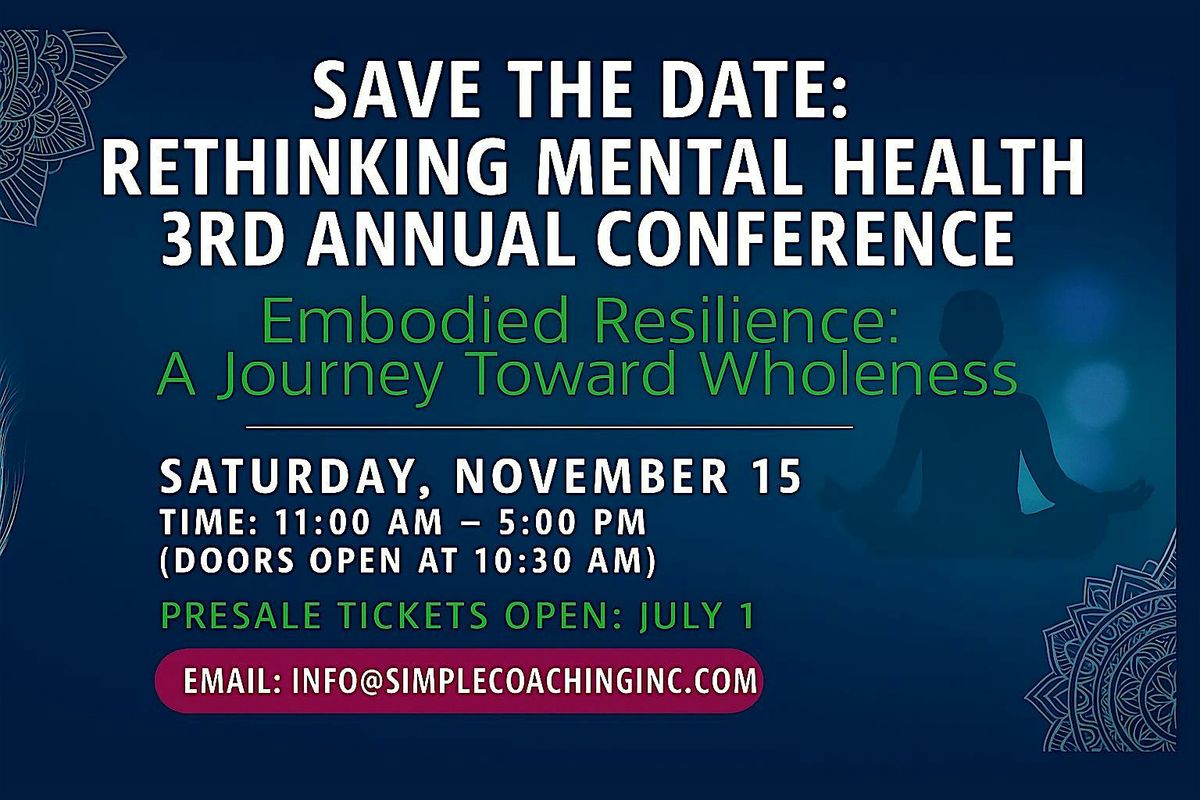Rethinking Mental Health 3rd Annual Conference, 15 November | Event in Revere | AllEvents