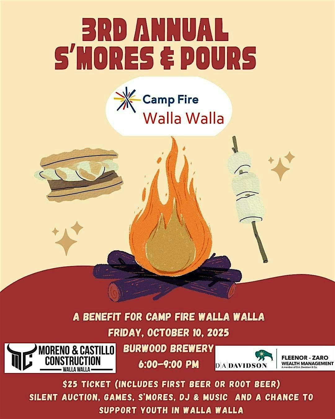 3rd Annual Camp Fire S'mores & Pours, 10 October | Event in Walla Walla | AllEvents