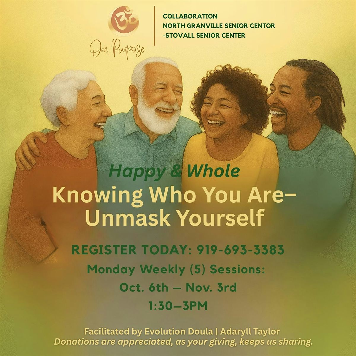 Happy & Whole:  Knowing Who You Are–Unmask Yourself (55+ audience) | Event in Stovall | AllEvents