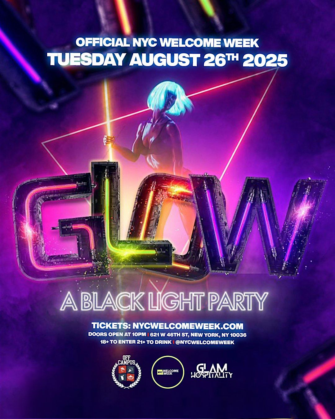 WELCOME WEEK DAY 2  GLOW @ HARBOR (18+), 26 August | Event in New York | AllEvents