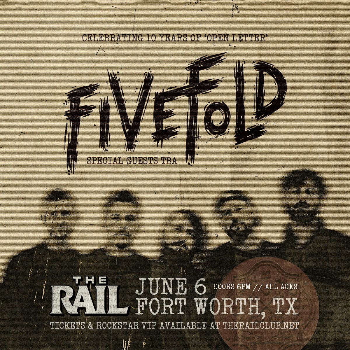 Fivefold and more at The Rail!, 6 June | Event in Fort Worth | AllEvents