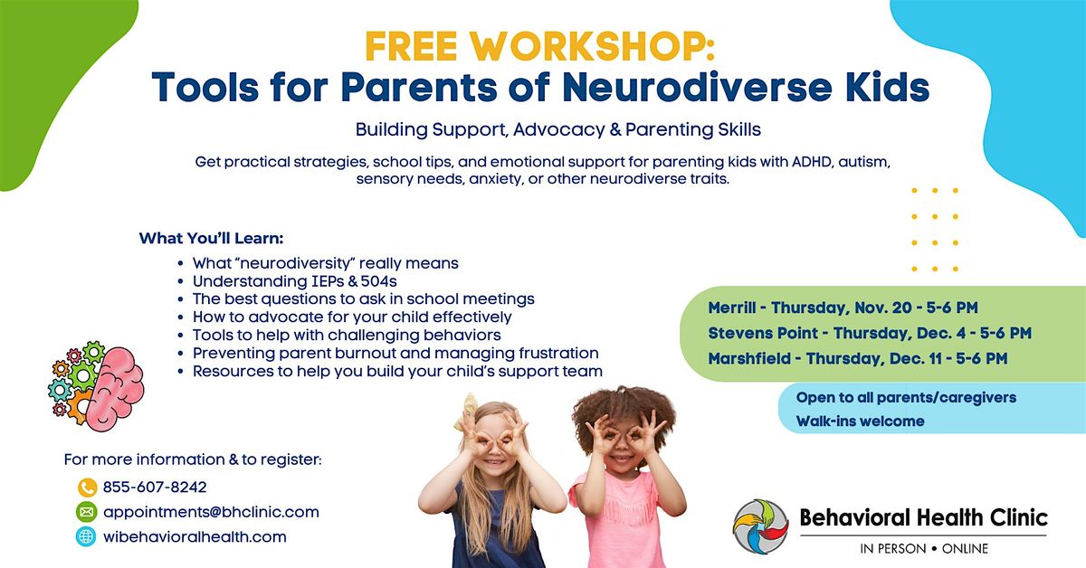 FREE WORKSHOP: Tools for Parents of Neurodiverse Kids, 4 December | Event in Stevens Point | AllEvents