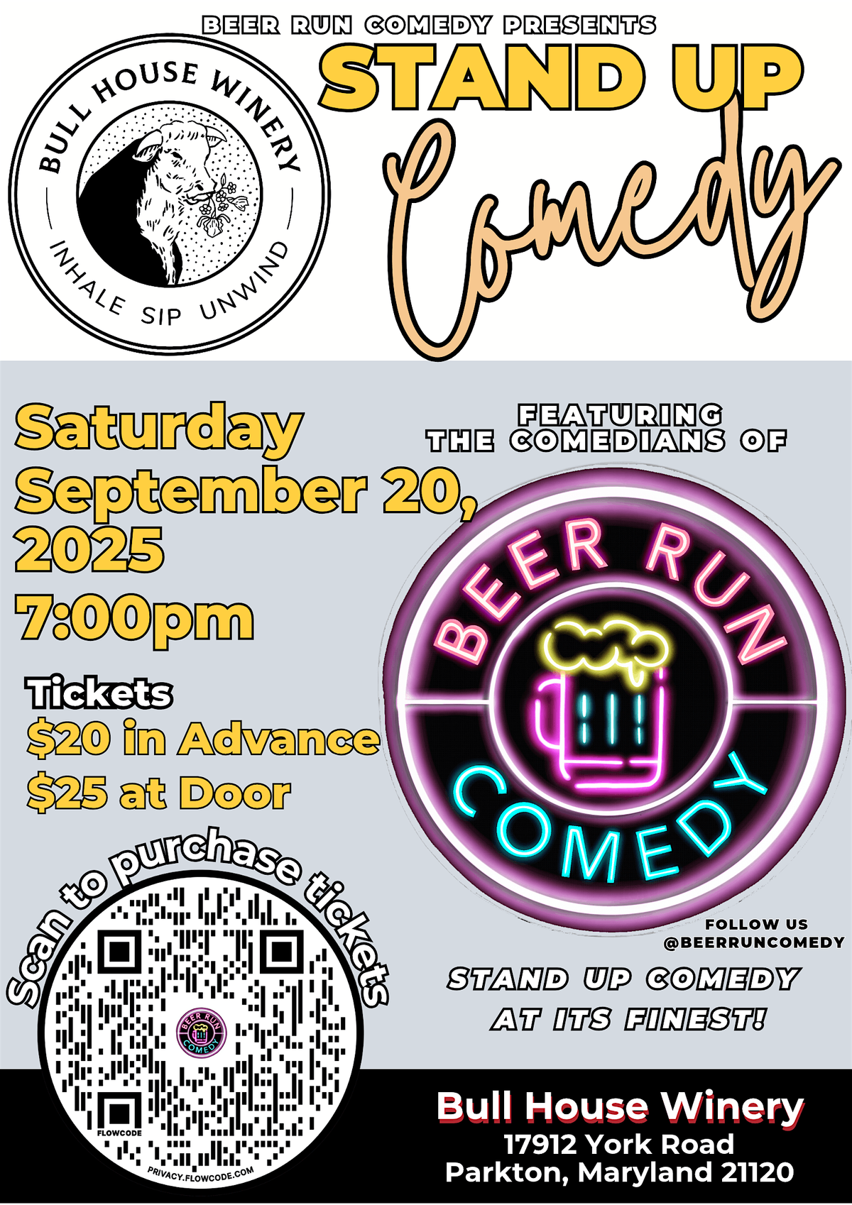 Stand Up Comedy Night at Bull House Winery, 20 September | Event in Parkton | AllEvents
