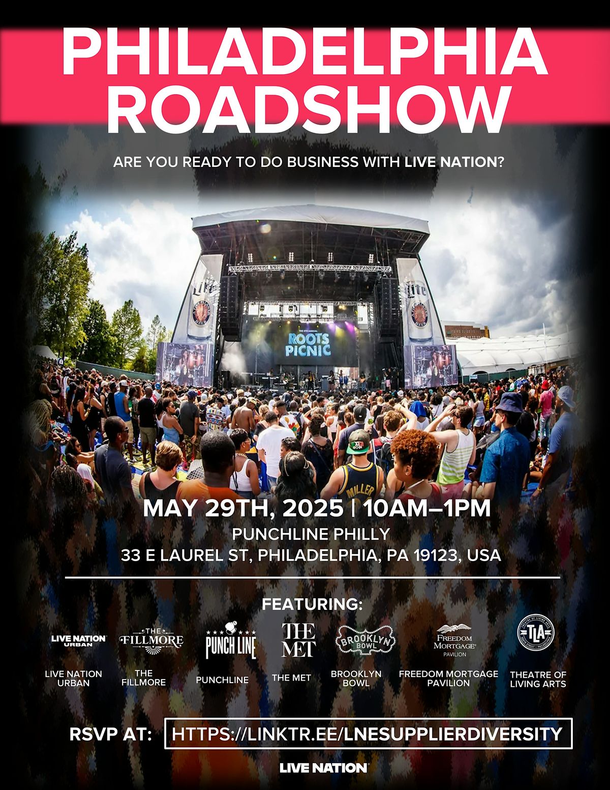 Live Nation Philadelphia Supplier Roadshow, 29 May | Event in Philadelphia | AllEvents