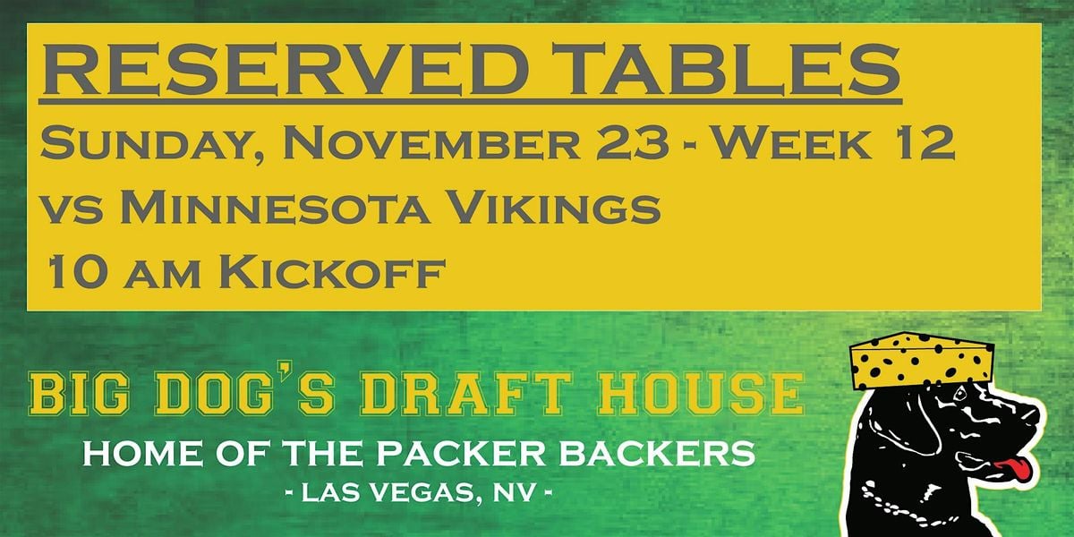 Draft House-Week 12 Packer Game Reserved Tables (Vikings10am Kickoff), 23 November | Event in Las Vegas | AllEvents