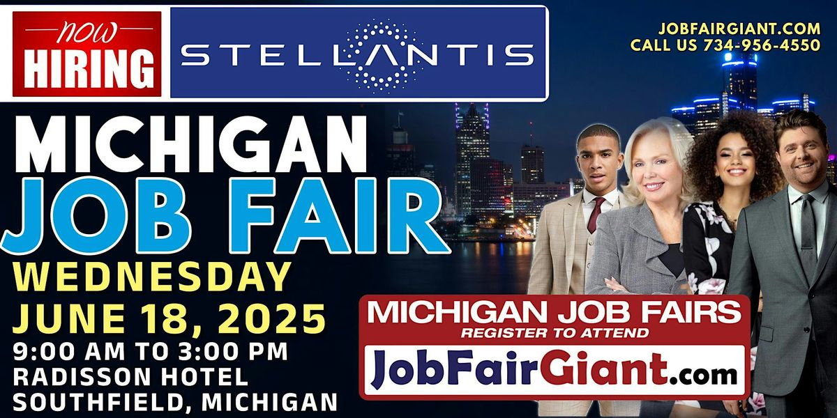 Michigan Job Fair Featuring Stellantis June 18, 2025, 18 June | Event in Southfield | AllEvents
