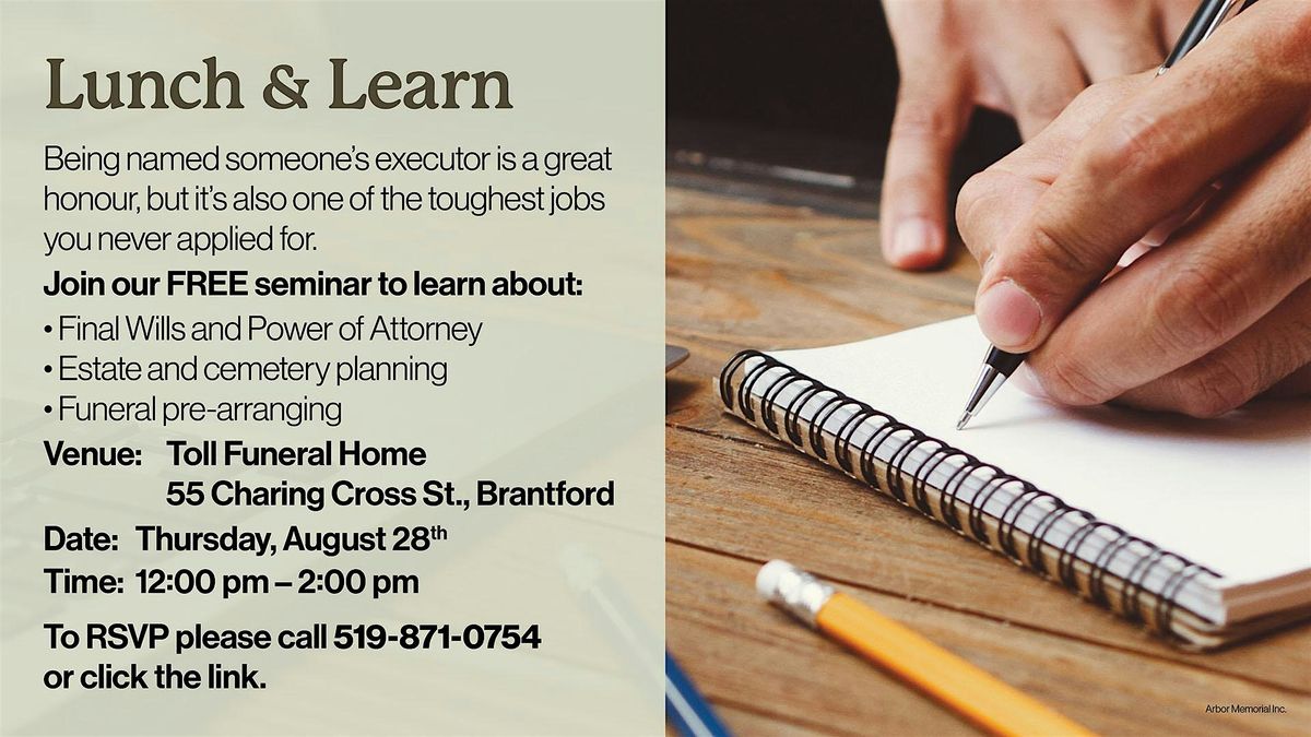 Lunch & Learn, 28 August | Event in Brantford | AllEvents