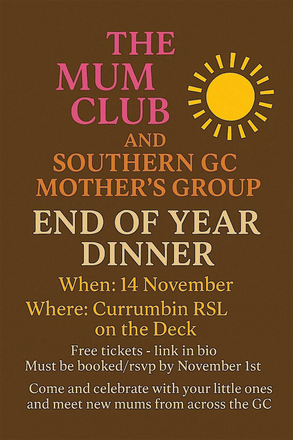 TMCGC X Southern GC Mother’s Group GC Dinner, 14 November | Event in Currumbin | AllEvents