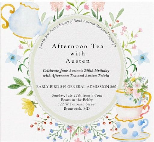 "Afternoon" Tea and Trivia with Jane Austen, 27 July | Event in Brunswick | AllEvents