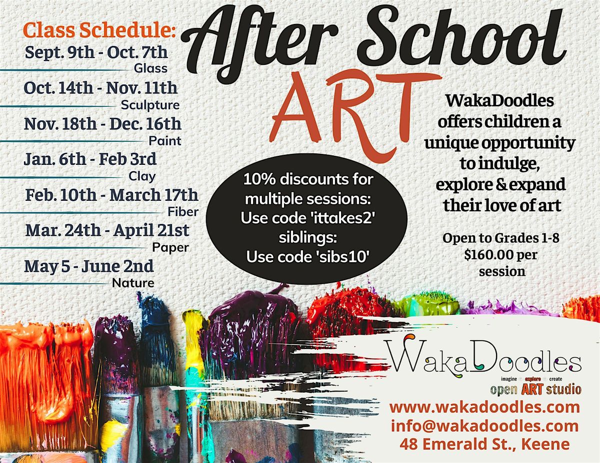 WakaDoodles Afterschool Art - TUESDAYS, 9 September | Event in Keene | AllEvents