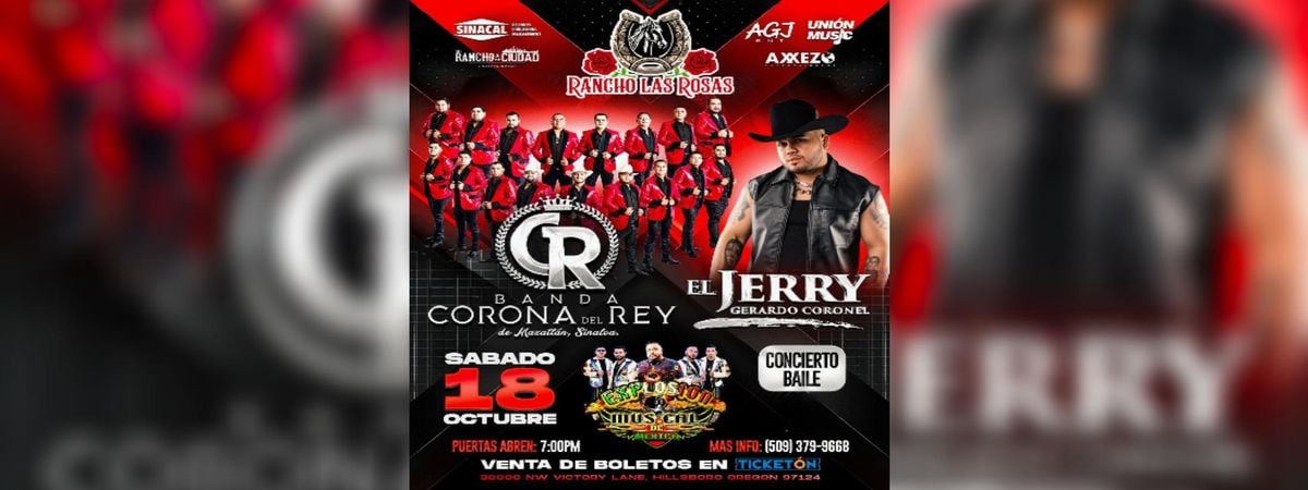 BANDA CORONA DEL REY, EL JERRY & MAS, 18 October | Event in Hillsboro | AllEvents