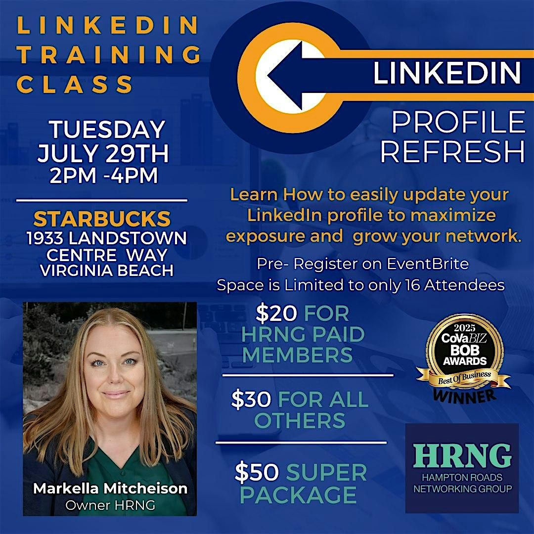 HRNG LinkedIn Profile Refresh with Markella at Starbucks VB | Event in Virginia Beach | AllEvents
