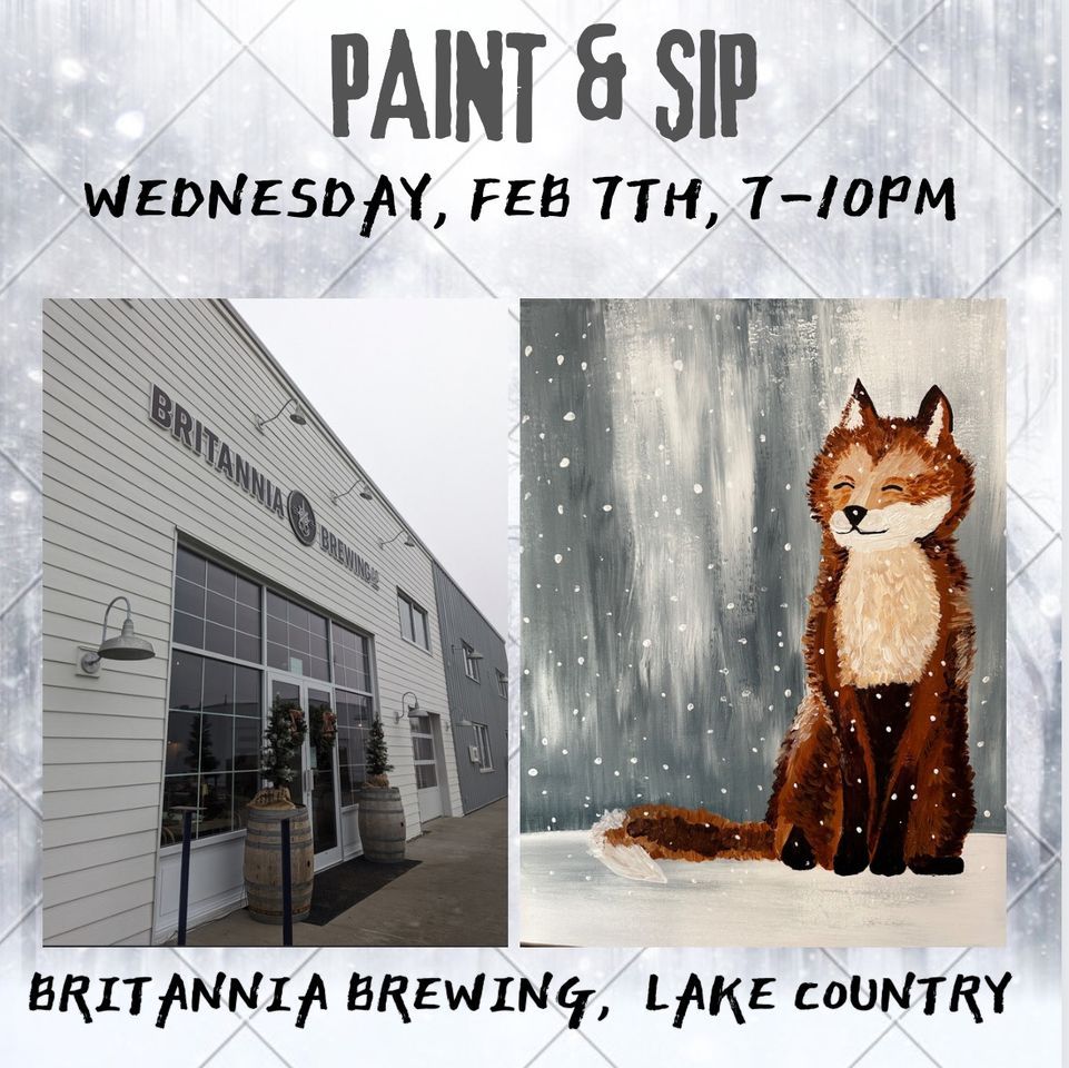 Winter Fox Paint, Sip & Snack, Britannia Brewing Co, Kelowna, February