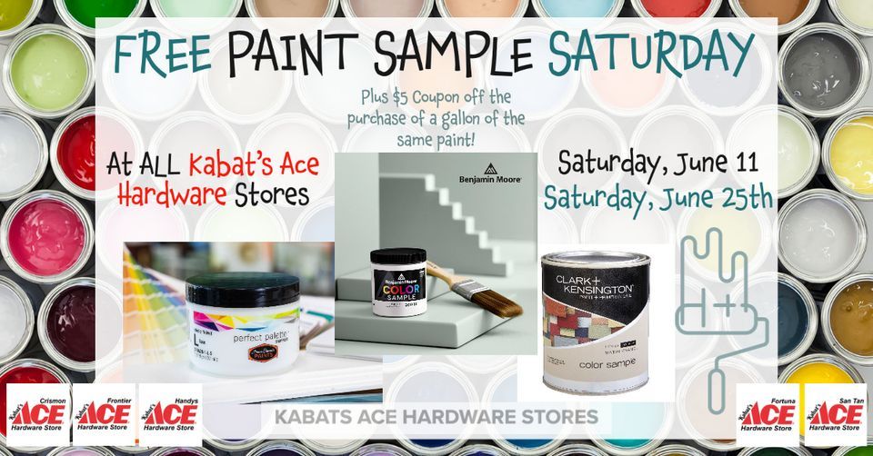 FREE PAINT SAMPLE SATURDAY + $5 OFF COUPON, Kabat's San Tan ...